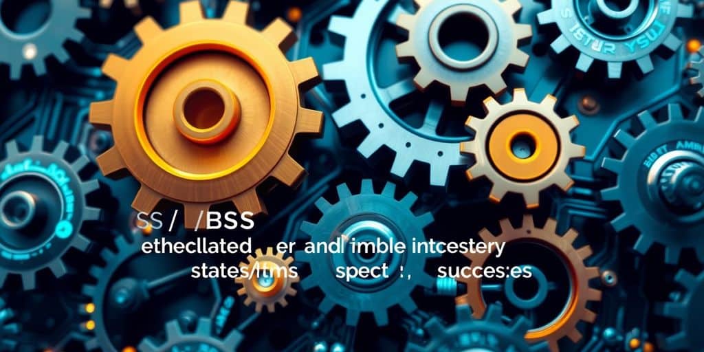 Interconnected gears symbolizing OSS/BSS integration challenges.